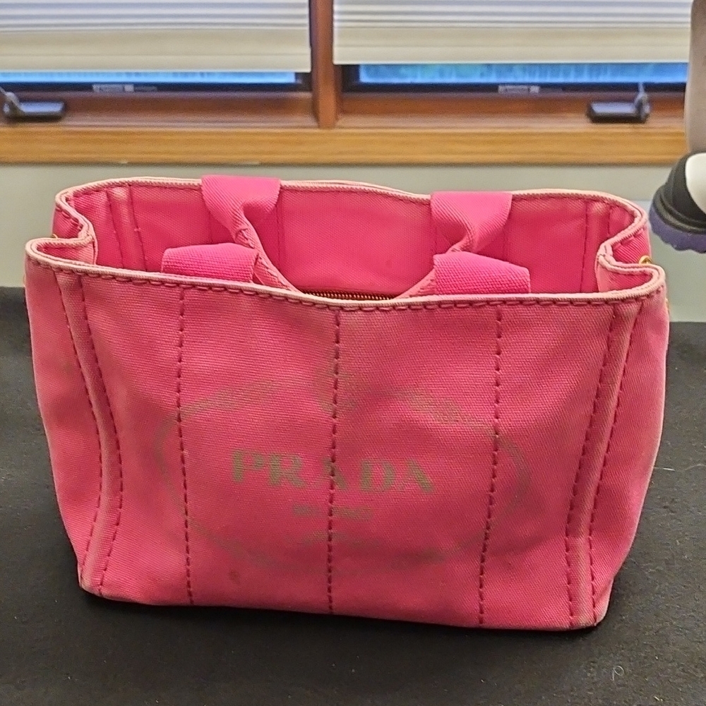 Prada Pink Canvas Tote Bag with Structured Design